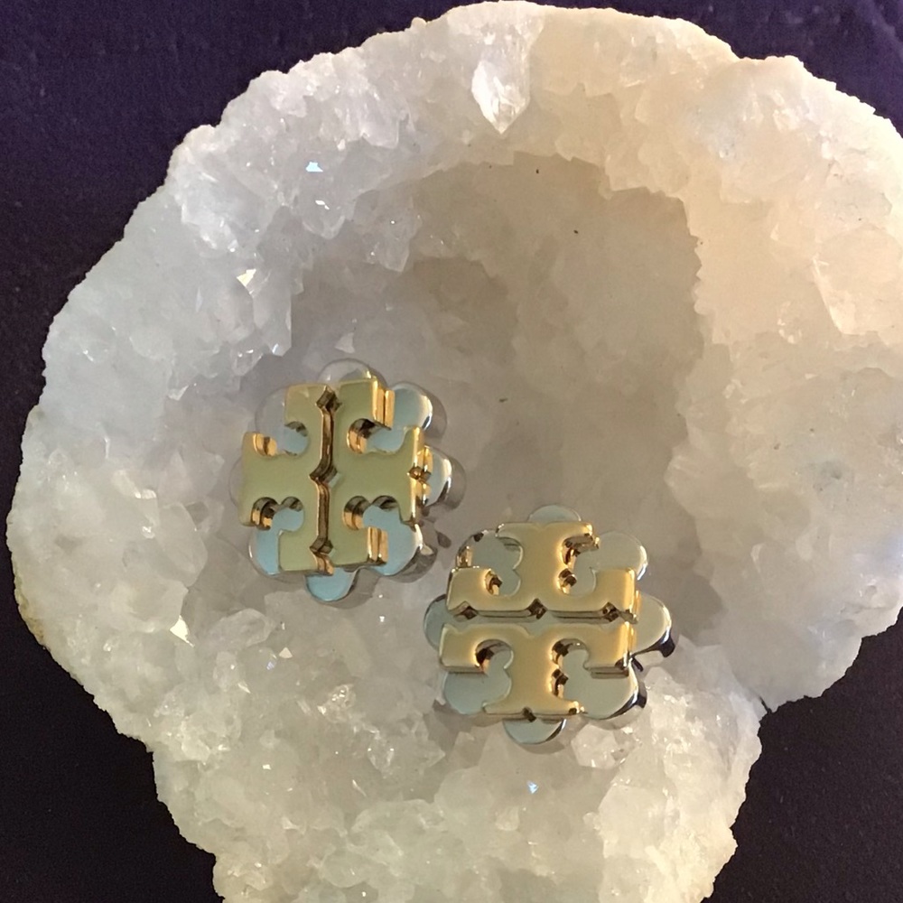NWOT *TORY BURCH* Stacked Logo  Gold/Silver Studs